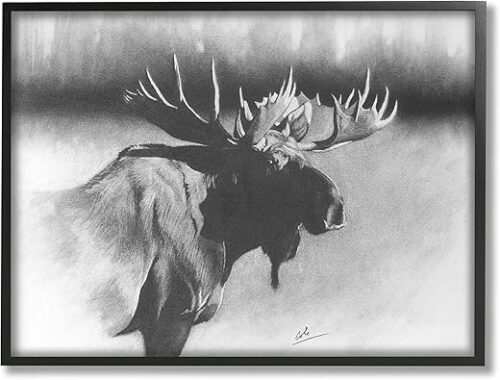 Stupell Industries Moose in Rustic Forest Realistic Pencil Drawing Stupell Industries Moose in Rustic Forest Realistic Pencil Drawing