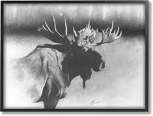 Stupell Industries Moose in Rustic Forest Realistic Pencil Drawing