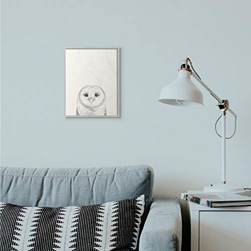 Stupell Industries Owl Portrait Drawing Design, Designed by Victoria Borges Wall Art, 11 x 1.5 x 14, Grey Framed
