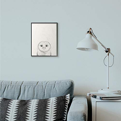 Stupell Industries Owl Portrait Grey Drawing Design, Designed by Victoria Borges Wall Art, 11 x 1.5 x 14, Black Framed