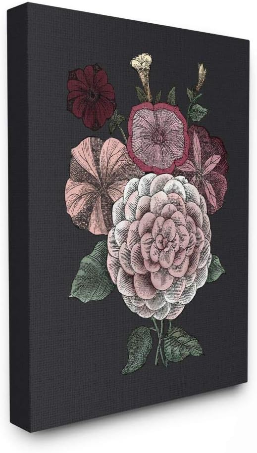 Stupell Industries Pink Flowers On Black Drawing, Design by The Saturday Evening Post Wall Art, 16 x 20, Canvas Stupell Industries Pink Flowers On Black Drawing, Design by The Saturday Evening Post Wall Art, 16 x 20, Canvas
