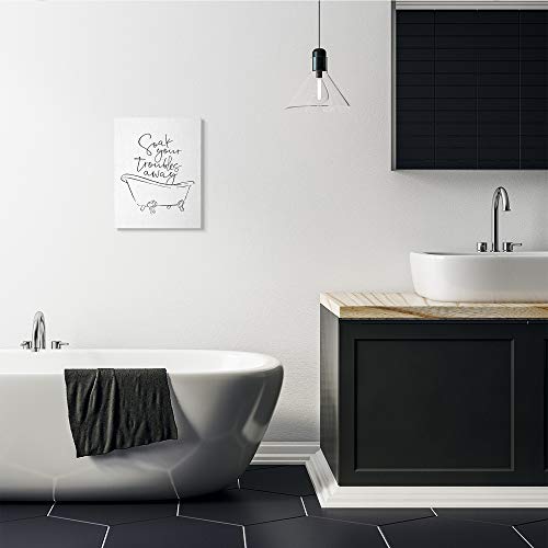 Stupell Industries Soak Your Troubles Away Ink Drawing Bathroom, Design by Milli Villa Wall Art, 16 x 20, Canvas