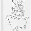 Stupell Industries Soak Your Troubles Away Ink Drawing Bathroom, Design by Milli Villa Wall Art, 16 x 20, Canvas