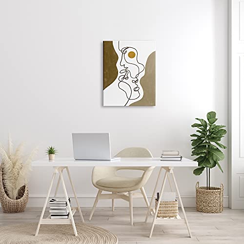 Stupell Industries Tender Faces Line Drawing Abstract Orange Brown Shapes