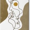 Stupell Industries Tender Faces Line Drawing Abstract Orange Brown Shapes