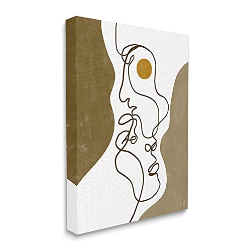 Stupell Industries Tender Faces Line Drawing Abstract Orange Brown Shapes