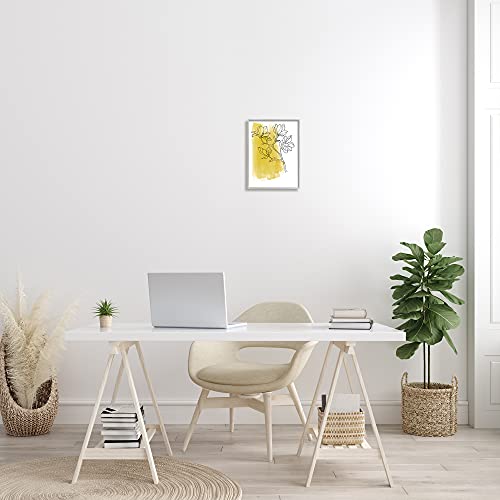Stupell Industries Tree Blossom Branch Line Drawing Yellow Brush Pattern
