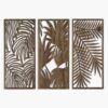 Tropical Leaves Wood Wall Art for Living Room, Botanical Wall Art Wood Panel, Hawaiian Wall Art Decor Over the Bed Set of 3, Gift for the Home Decor