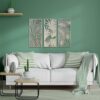 Tropical Leaves Wood Wall Art for Living Room, Botanical Wall Art Wood Panel, Floral Wall Art Decor Over the Bed Set of 3, Gift for the Home Decor