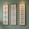 X DELUXE Minimalist Aztec Wood Wall Decor Set of 3 Geometric Scandinavian Boho Hanging Panels for Living Room Bedroom Hallway Office Modern Tribal...