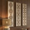 X DELUXE Minimalist Aztec Wood Wall Decor Set of 3 Geometric Scandinavian Boho Hanging Panels for Living Room Bedroom Hallway Office Modern Tribal...