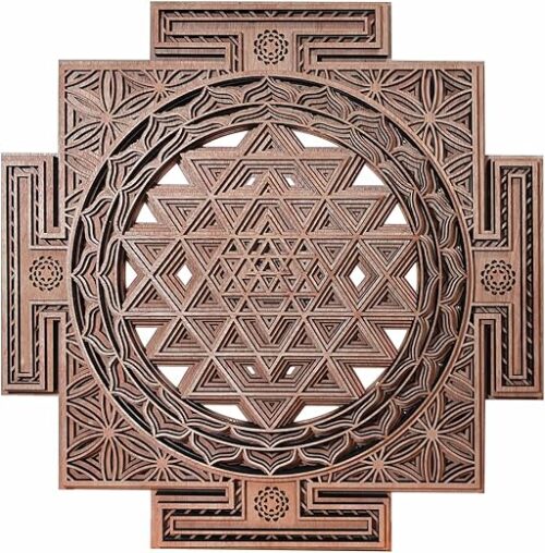 YIVFOX Sri Yantra Wall Art Wooden Sacred Geometry Decor, Handcrafted Sri Chakra Wall Hanging for Meditation Room, Yoga Studio, Spiritual Home... YIVFOX Sri Yantra Wall Art Wooden Sacred Geometry Decor, Handcrafted Sri Chakra Wall Hanging for Meditation Room, Yoga Studio, Spiritual Home...